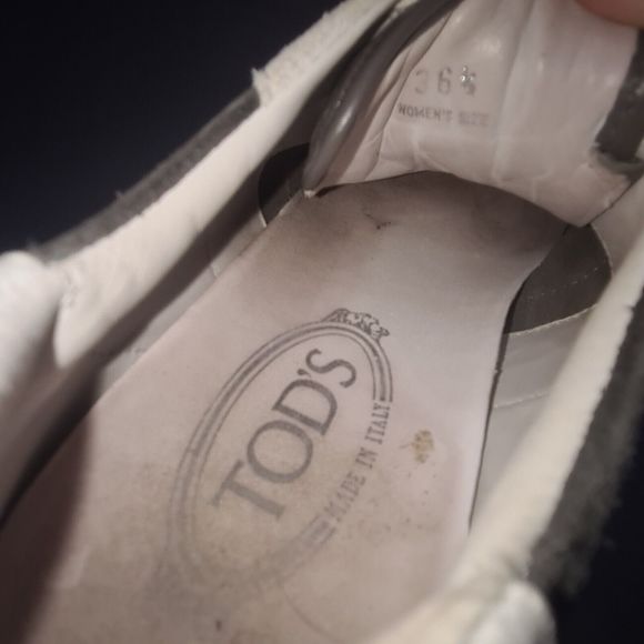 TOD'S 'Fondo Sportivo' Grey Trainers Size UK 3.5 EU 36.5 White Suede Lace-Up - Picture 11 of 12